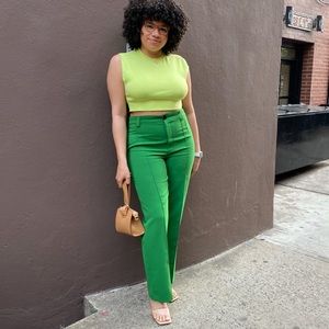 Zara Green High waisted Pants, Size XL